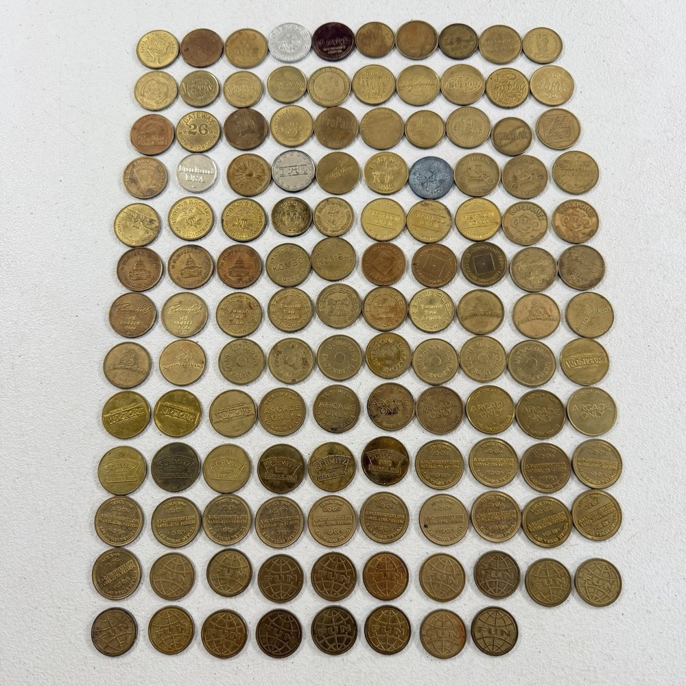 Lot of 128 Amusement - Game - Vending - Arcade Assorted Tokens Exonumia